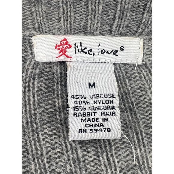 Vintage Y2K Like Love Gray Plunging V-Neck Lux Angora Cardigan Sweater Knit S/M - Picture 9 of 10